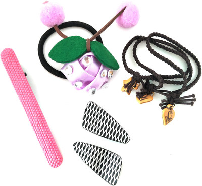 

FASHIONABLE SET OF 7 PARTY WEAR Tic Tac Clip, Rubber Band, Hair Clip, Hair Accessory Set(Multicolor)