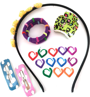 

POCKETFRIENDIES SET OF 7 REGULAR WEAR Rubber Band, Tic Tac Clip, Head Band, Hair Accessory Set(Multicolor)