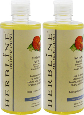 

Herbline Five Herbs Hair Oil (Brahmi, Amla, Pumpkin, Bhangra, Bhringaraj) 500ml Hair Oil(500 ml)