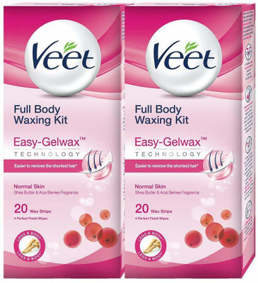 

Veet .Veet Full Body Waxing Kit with Easy-Gelwax Technology for Normal Skin - 2Ã20 Strips Strips(40 Strips, Set of 2)