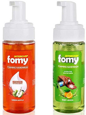 

Intercorp Fomy Antibacterial Soft Refreshing Foam Hand Wash, 160ml Each (Green Apple & Lemon) - Pack of 2(320 ml, Pump Dispenser, Pack of 2)