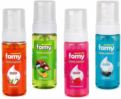 

Intercorp Fomy Antibacterial Soft Refreshing Foam Hand Wash, 160ml Each (Blueberry, Green Apple, Lemon, Pink Pomegranate) - Pack of 4(640 ml, Pump Dispenser, Pack of 4)
