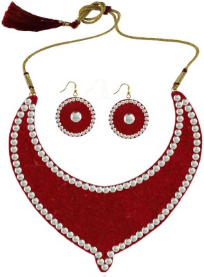 maya fashion Brass Rhodium Red Jewellery Set(Pack of 1)