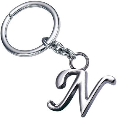 JEWEL Letter Keyring key chain Stainless Steel Alphabet N Pendant Key chains Unisex Key Chain Key Chain