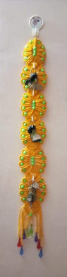 CHL MACRAME KEY HANGER Nylon Key Holder(6 Hooks, Yellow)