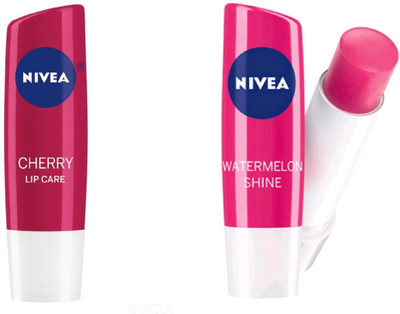 

Nivea Shine Caring Lipbalm Cherry, Watermelon(Pack of: 2, 9.2 g)