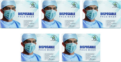 

TFS DISPOSABLE 3 PLY SURGICAL FACE MASK WITH EAR LOOPS, 100 PCS PACK, COMBO OF 5 PACKS, TOTAL 500 MASKS. Mask