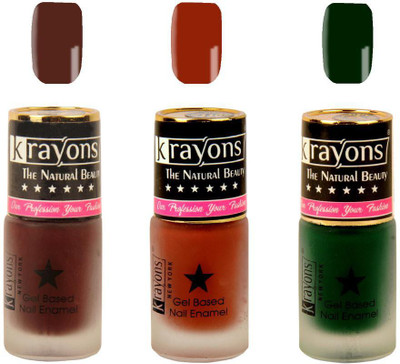 

KRAYONS Gel Base Velvet Super Matte Effect Nail Polish Enamel Color , 5ML Safe Dry Fast Collection For Women (VIOLET SAGA,RICH CHOCLATE,GARDEN FRESH/NATURAL MINT) VIOLET SAGA, RICH CHOCLATE, GARDEN FRESH/NATURAL MINT(Pack of 3)