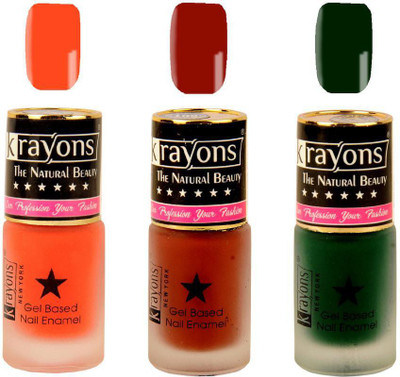 

KRAYONS Gel Base Velvet Super Matte Effect Nail Polish Enamel Color , 5ML Safe Dry Fast Collection For Women (ORANGE TANGO,CHOCOLATE MOCHA,GARDEN FRESH/NATURAL MINT) ORANGE TANGO, CHOCOLATE MOCHA, GARDEN FRESH/NATURAL MINT(Pack of 3)