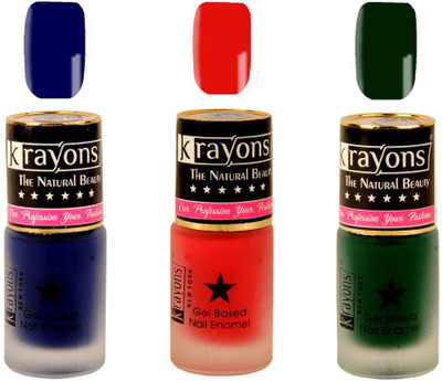

KRAYONS Gel Base Velvet Super Matte Effect Nail Polish Enamel Color , 5ML Safe Dry Fast Collection For Women (VALENTINE PINK,GARDEN FRESH/NATURAL MINT,BLUE ILLUSION) VALENTINE PINK, GARDEN FRESH/NATURAL MINT, BLUE ILLUSION(Pack of 3)