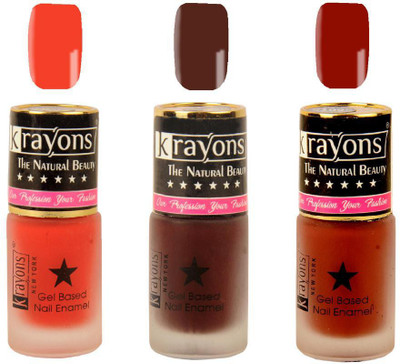 

KRAYONS Gel Base Velvet Super Matte Effect Nail Polish Enamel Color , 5ML Safe Dry Fast Collection For Women (SALSA RED,VIOLET SAGA,CHOCOLATE MOCHA) SALSA RED, VIOLET SAGA, CHOCOLATE MOCHA(Pack of 3)