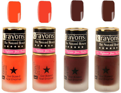 

KRAYONS Gel Base Velvet Super Matte Effect Nail Polish Enamel Color , 5ML Safe Dry Fast Collection For Women (ORANGE TANGO,SALSA RED,CHERRY MAROON,VIOLET SAGA) ORANGE TANGO, SALSA RED, CHERRY MAROON, VIOLET SAGA(Pack of 3)