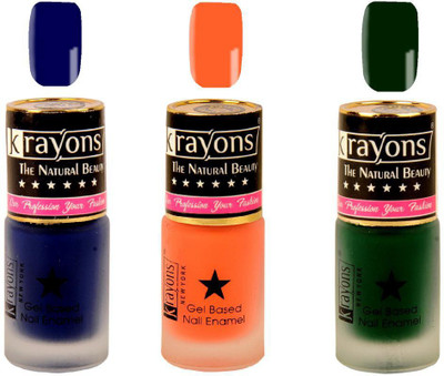 

KRAYONS Gel Base Velvet Super Matte Effect Nail Polish Enamel Color , 5ML Safe Dry Fast Collection For Women (SUGARED PEACH,GARDEN FRESH/NATURAL MINT,BLUE ILLUSION) SUGARED PEACH, GARDEN FRESH/NATURAL MINT, BLUE ILLUSION(Pack of 3)