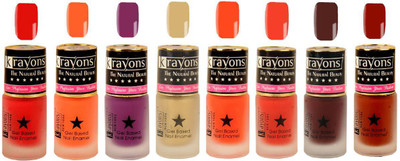 

KRAYONS Gel Base Velvet Super Matte Effect Nail Polish Enamel Color , 5ML Safe Dry Fast Collection For Women (VALENTINE PINK,SUGARED PEACH,PURPLE AURA,GOLD RUSH,ORANGE TANGO,SALSA RED,CHERRY MAROON,CHOCOLATE MOCHA) VALENTINE PINK, SUGARED PEACH, PURPLE AU