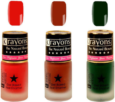 

KRAYONS Gel Base Velvet Super Matte Effect Nail Polish Enamel Color , 5ML Safe Dry Fast Collection For Women (CHERRY MAROON,RICH CHOCLATE,GARDEN FRESH/NATURAL MINT+) CHERRY MAROON, RICH CHOCLATE, GARDEN FRESH/NATURAL MINT+(Pack of 3)