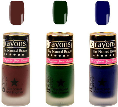 

KRAYONS Gel Base Velvet Super Matte Effect Nail Polish Enamel Color , 5ML Safe Dry Fast Collection For Women (CHERRY MAROON,GARDEN FRESH/NATURAL MINT,BLUE ILLUSION) CHERRY MAROON, GARDEN FRESH/NATURAL MINT, BLUE ILLUSION(Pack of 3)