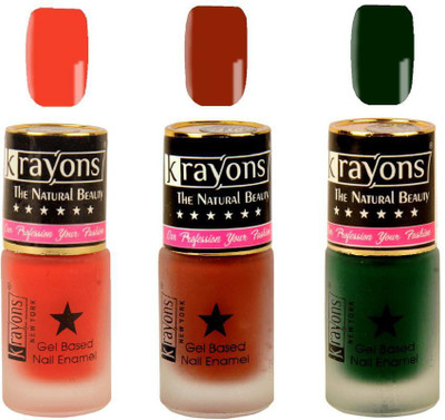 

KRAYONS Gel Base Velvet Super Matte Effect Nail Polish Enamel Color , 5ML Safe Dry Fast Collection For Women (SALSA RED,RICH CHOCLATE,GARDEN FRESH/NATURAL MINT) SALSA RED, RICH CHOCLATE, GARDEN FRESH/NATURAL MINT(Pack of 3)