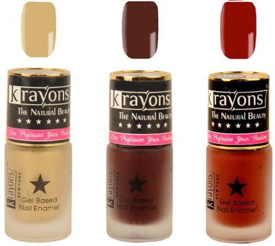 

KRAYONS Gel Base Velvet Super Matte Effect Nail Polish Enamel Color , 5ML Safe Dry Fast Collection For Women (GOLD RUSH,VIOLET SAGA,CHOCOLATE MOCHA) GOLD RUSH, VIOLET SAGA, CHOCOLATE MOCHA(Pack of 3)