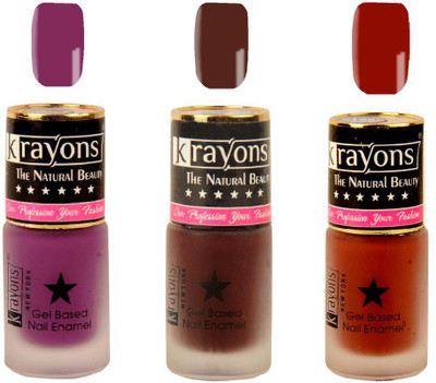 

KRAYONS Gel Base Velvet Super Matte Effect Nail Polish Enamel Color , 5ML Safe Dry Fast Collection For Women (PURPLE AURA,VIOLET SAGA,CHOCOLATE MOCHA) PURPLE AURA, VIOLET SAGA, CHOCOLATE MOCHA(Pack of 3)
