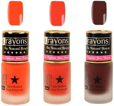 

KRAYONS Gel Base Velvet Super Matte Effect Nail Polish Enamel Color , 5ML Safe Dry Fast Collection For Women (ORANGE TANGO,SALSA RED,CHERRY MAROON) ORANGE TANGO, SALSA RED, CHERRY MAROON(Pack of 3)