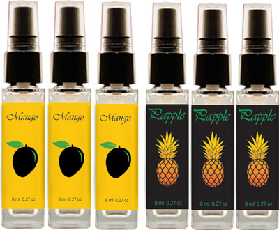 

Geeleemitti Natural Perfume Mango + Pineapple Pocket Perfume Combo Pack of 6, Water Based with 0% Alcohol Perfume - 48 ml(For Men & Women)