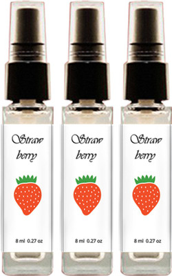 

Geeleemitti Natural Strawberry Fragrance Pocket Perfume Combo Pack of 3, Water Based with 0% Alcohol & Child Friendly Perfume - 24 ml(For Men & Women)