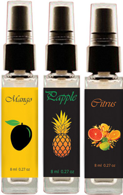 

Geeleemitti Natural Mango + Pineapple + Citrus Fragrance Pocket Perfume Combo Pack of 3, Water Based with & Child Friendly Perfume - 24 ml(For Men & Women)