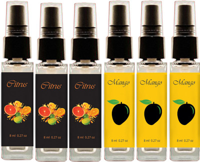 

Geeleemitti Natural Perfume Mango + Citrus Pocket Perfume Combo Pack of 6, Water Based with 0% Alcohol Perfume - 48 ml(For Men & Women)