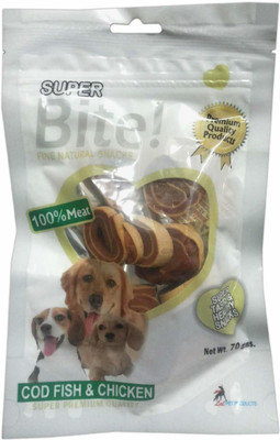 

Foodie Puppies Fine Natural Tasty & Healthy Cod Fish & Chicken Snack Bite for Dogs, 70gm (Pack of 3) Chicken Dog Chew(210 g, Pack of 3)