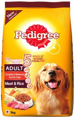 

Pedigree Dry Dog Food, Meat & Rice for Adult Dogs Meat 3 kg Dry Dog Food