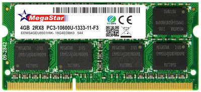 

MEGASTAR DDR3 DDR3 4 GB (Dual Channel) Laptop LATOP (DDR3-1333 MHZ (PC3-10600U))(Green)