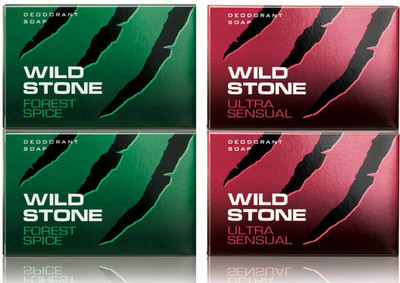 

Wild Stone 2 Ultra Sensual Soap 125GM and 2 Forest Spice Soap 125GM(450 g, Pack of 4)