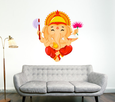 fuzzy 50 cm Sree Ganesh Self Adhesive Sticker(Pack of 1)