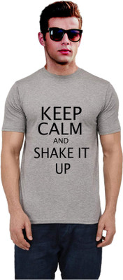 RITZEES Printed Men Round Neck Grey T-Shirt