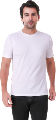 Galatea Solid Men Round Neck White T-Shirt