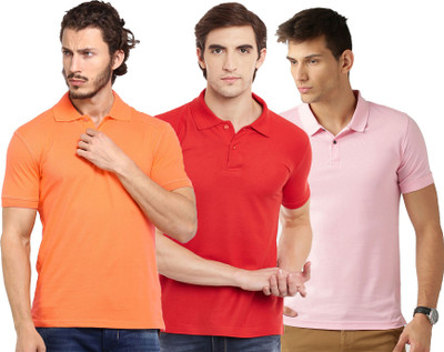 Galatea Solid Men Polo Neck Multicolor T-Shirt
