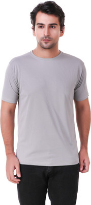 Galatea Solid Men Round Neck Grey T-Shirt