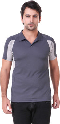 Galatea Colorblock Men Polo Neck Grey T-Shirt