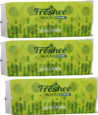 Freshee 10 In 1 Virgin Fibre Tissue Premium Roll 2 Ply In Value Plus Range That Offer Fresh Soft And Hygienic Experience Toilet Paper Roll(2 Ply, 220 Sheets)