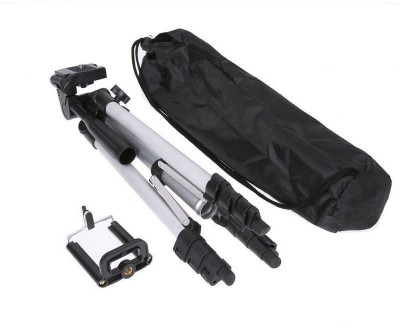 

BUY SURETY Portable Tripod-3110 With Three-Dimensional Head & Quick Release Plate For Video Digital Cameras and mobile clip holder for Smartphones Tripod(Silver & Black, Supports Up to 1500)