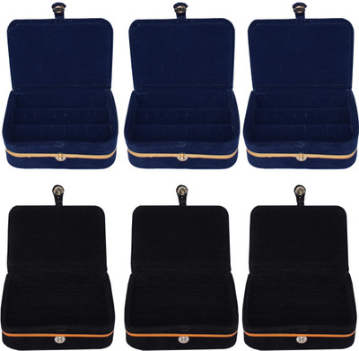 

Aavni Combo Of 3 Ring & 3 Earring Box (pack of 6) Vanity Box(Blue,Black)