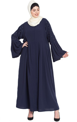 Nazneen Nida Matte Self Design Abaya(Blue)