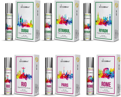 

Rivaroma Roll On Set Of 6 ( DUBAI , RIYADH , ISTANBUL , ROME , PARIS , RIO ) Each 8 ml Floral Attar(Floral)