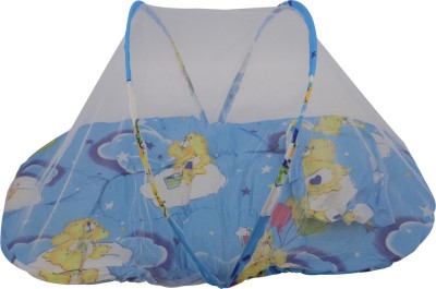 Mopi Baby Bedding Bed With Mosquito Net Soft & Cute Pillow (Cartoon Pattern) Baby Mosquito Net Dots (Fabric, Blue, Multicolor)