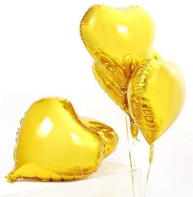 Tiank Innovation Solid Heart/Heart Shape Foil Balloon (18 Inch/ 45cm) for Valentine Day, Engagement, Wedding and Anniversary Decoration (Pack of 5) Balloon(Gold, Pack of 5)