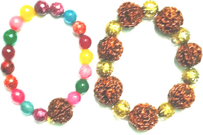 Kanta Astro House Stone, Wood Onyx, Pearl Bracelet Set(Pack of 2)