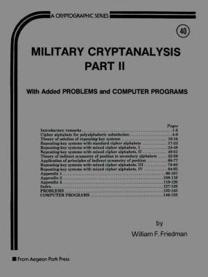 Military Cryptanalysis: Vol 2(English, Paperback, Friedman William)