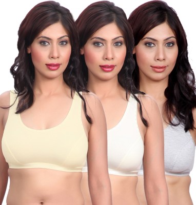 Selfcare New Combination Of Colours Women Sports Bra(White, Beige, Grey)