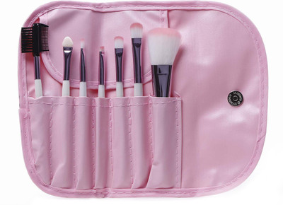 

Futurekart Soft Cosmetic Makeup Blush Eyeshadow Brush Set + Pouch Bag Case Pink 7 in 1 set Pink(Pack of 7)