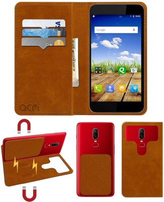 ACM Flip Cover for Micromax Canvas Mega E353(Gold, Cases with Holder, Pack of: 1)